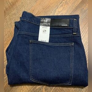 NEW Hurley Slim Fit Worker Denim Work Blue Jeans Stretch Sz 38x30 Dark Wash Flex